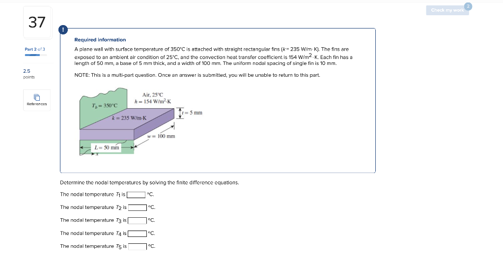 Solved Required information A plane wall with surface