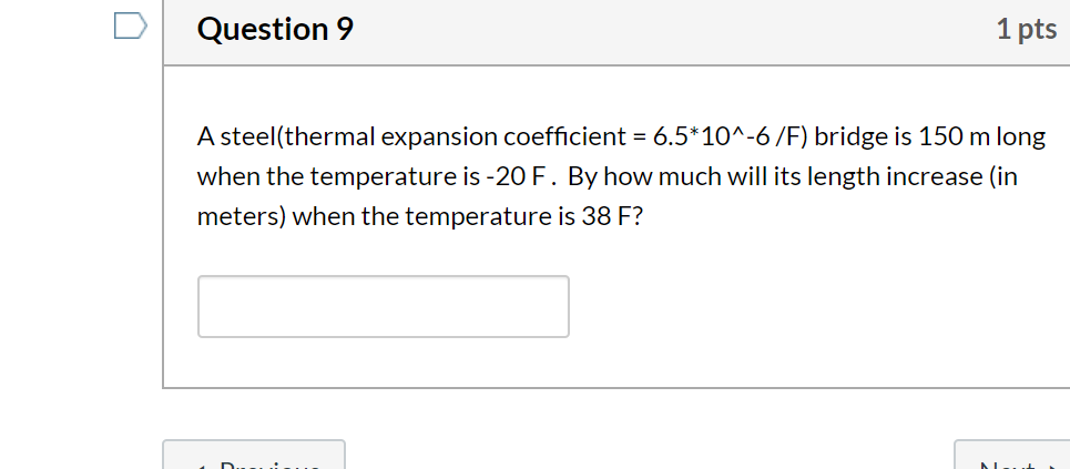 Solved Question 9 1 pts A steel(thermal expansion | Chegg.com