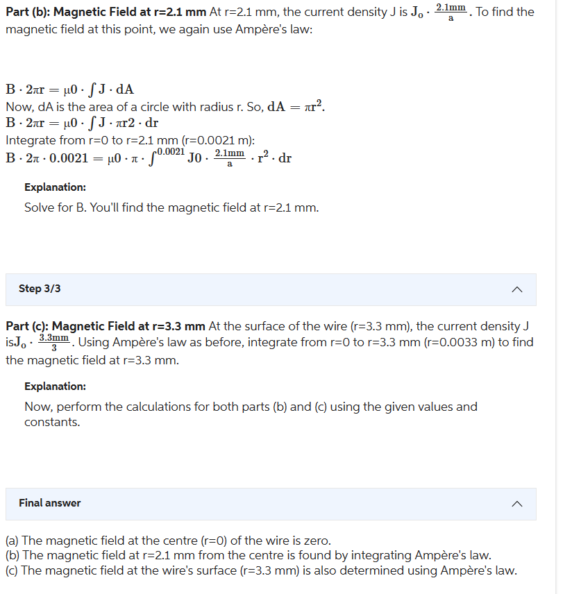 Solved The current density inside a long, solid, cylindrical