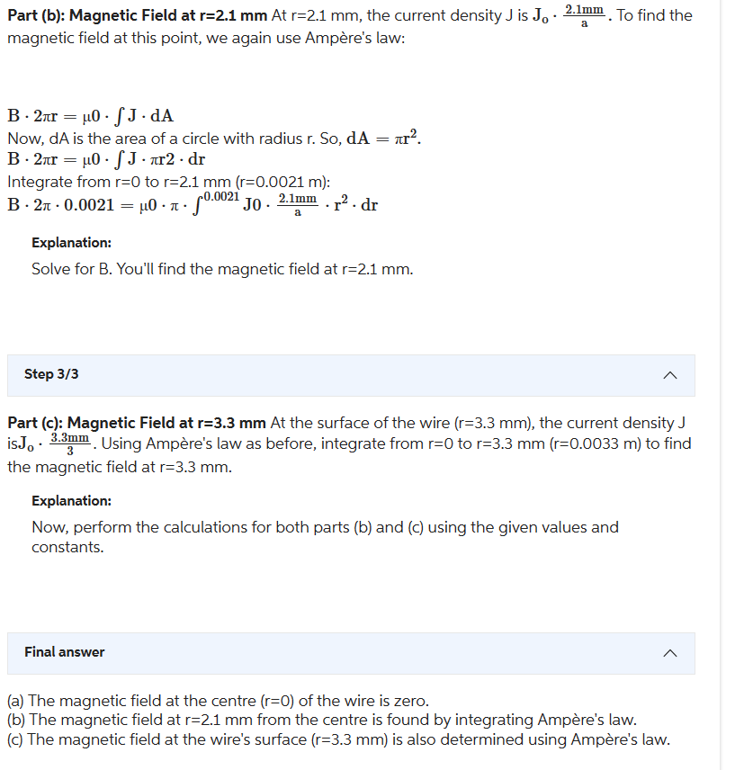 Solved The Current Density Inside A Long, Solid, Cylindrical | Chegg.com