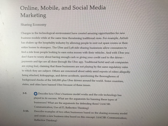 Solved Online, Mobile, and Social Media Marketing Sharing | Chegg.com