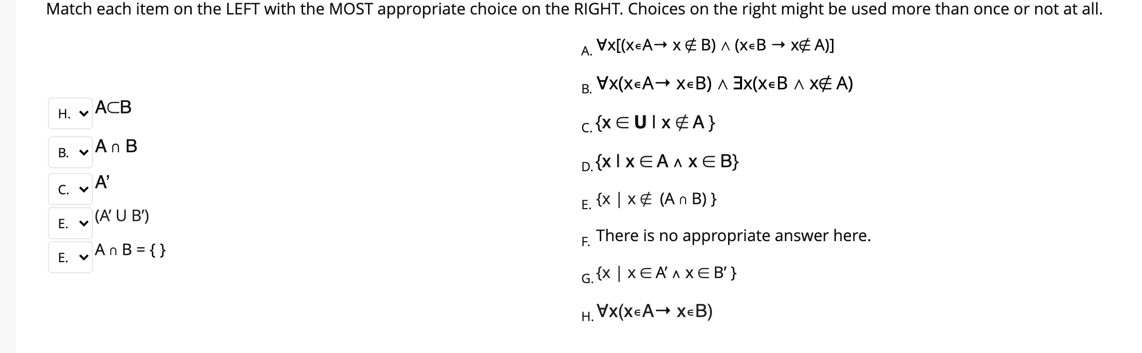 Solved Match Each Item On The LEFT With The MOST Appropriate | Chegg.com