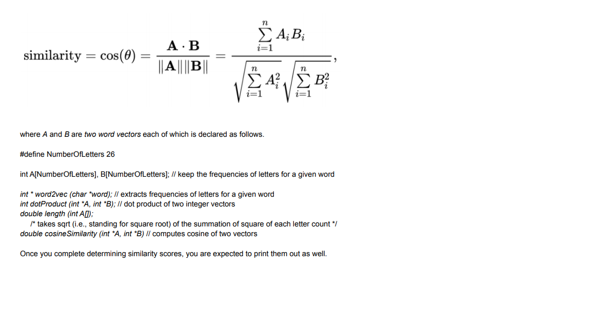 Solved C programming language, strings, arrays, vectors, | Chegg.com