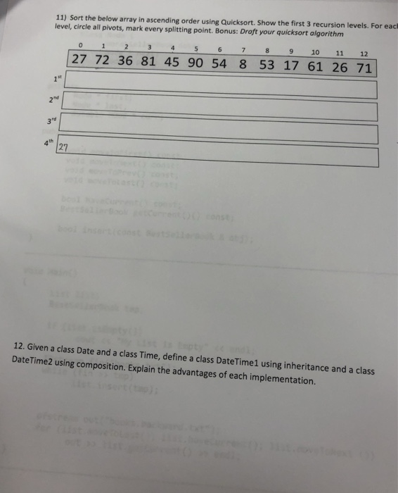 Solved 11) Sort the below array in ascending order using | Chegg.com