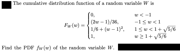 Solved The cumulative distribution function of a random | Chegg.com