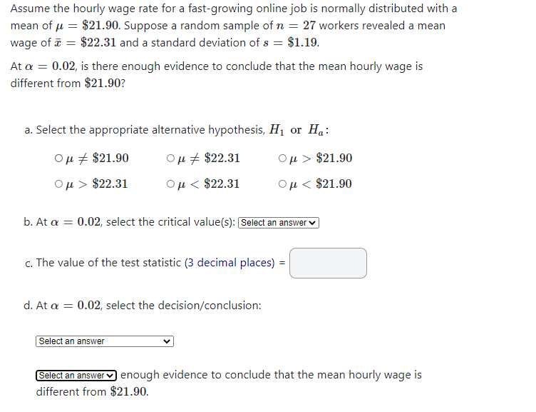 Solved = Assume the hourly wage rate for a fast-growing | Chegg.com