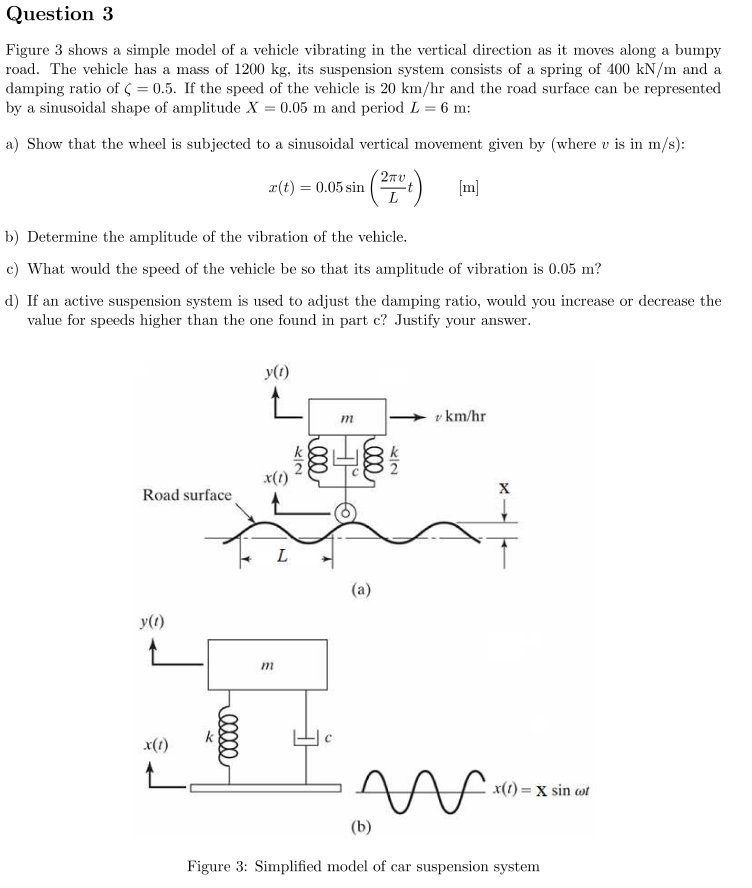 Solved Question 3 Figure 3 shows a simple model of a vehicle | Chegg.com