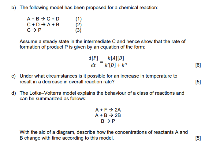 Solved b) The following model has been proposed for a | Chegg.com