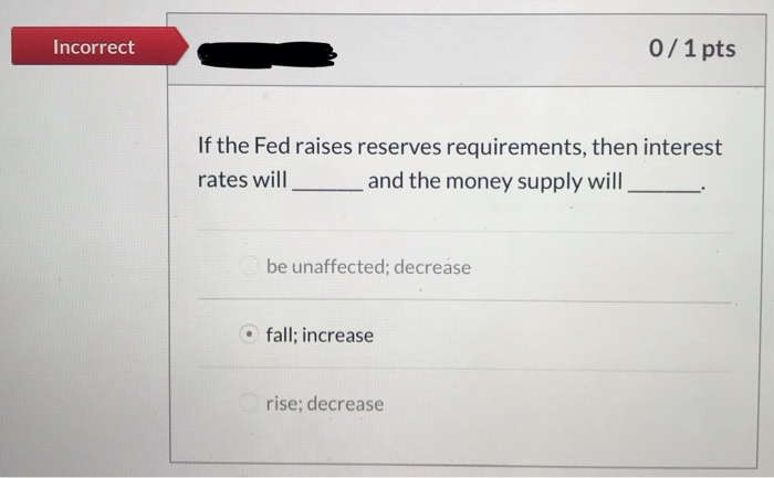 Solved 0/1 pts Incorrect What tool might the Fed use to | Chegg.com