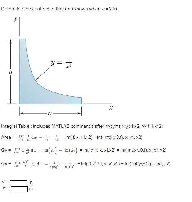 Solved Determine the centroid of the area shown when a= 2 | Chegg.com