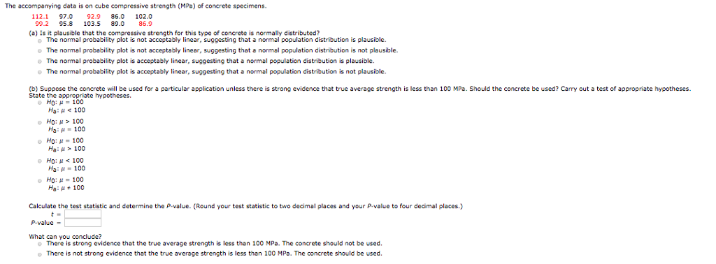 Solved The accompanying data is on cube compressive strength | Chegg.com