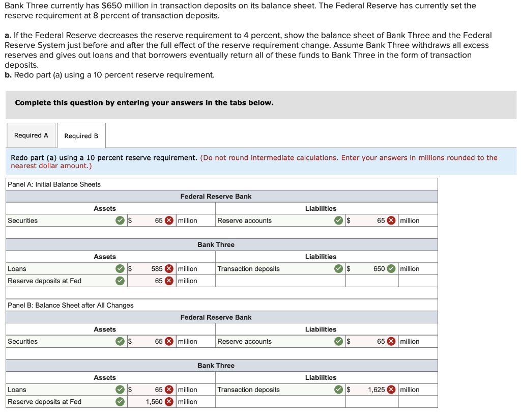 Solved Bank Three currently has $650 million in transaction