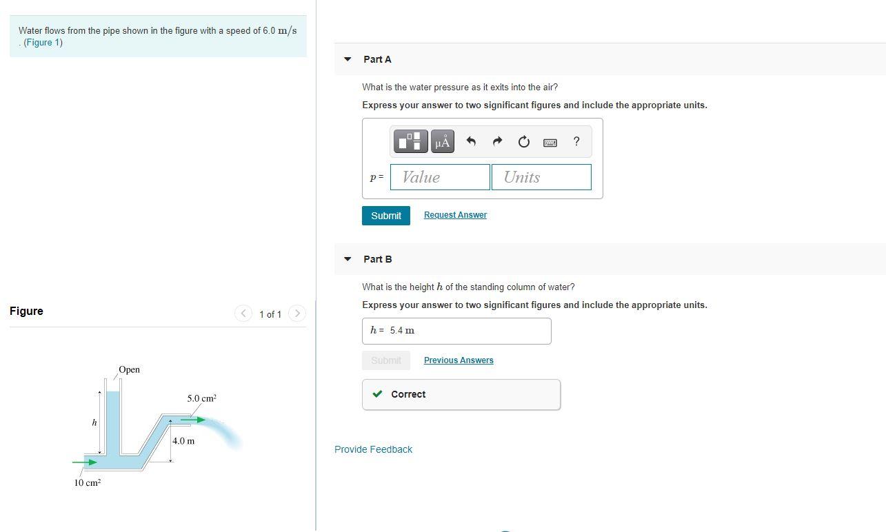 Solved Water Flows From The Pipe Shown In The Figure With A | Chegg.com