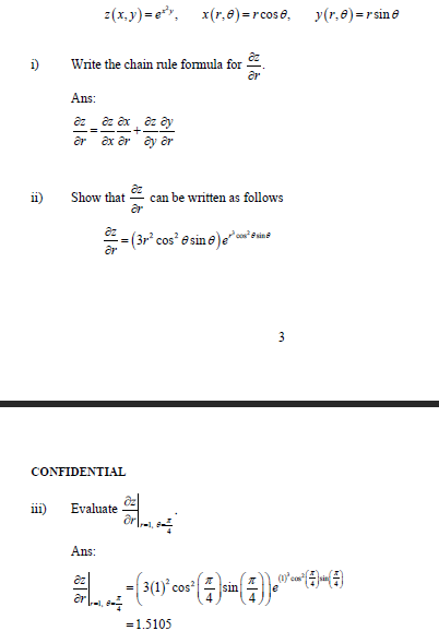 Solved z(x,y)=ex2y,x(r,θ)=rcosθ,y(r,θ)=rsinθi) ﻿Write the | Chegg.com