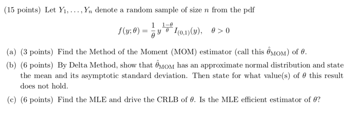 Solved 15 Points Let Yi Yn Denote A Random Samp Chegg Com