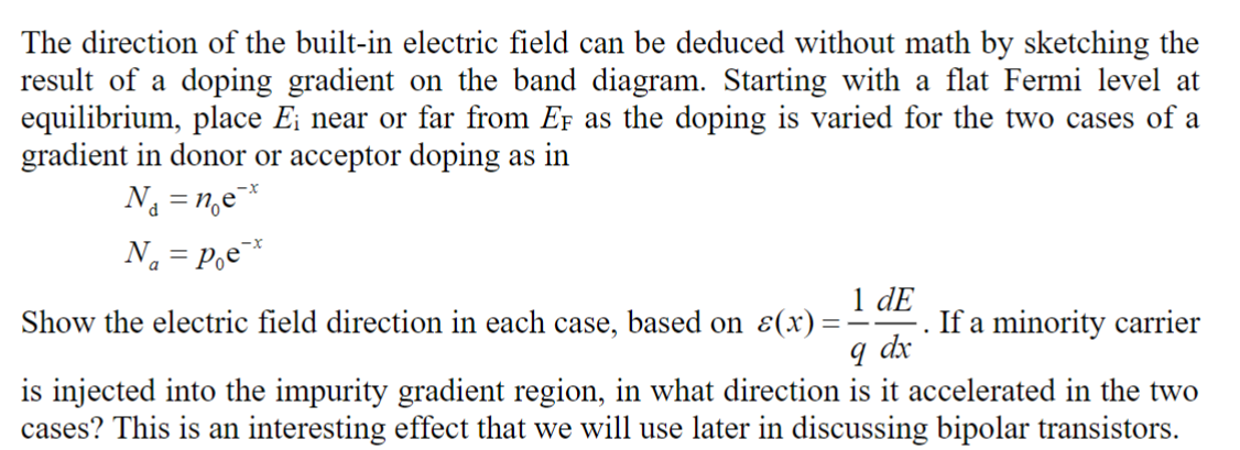 Solved The direction of the built-in electric field can be | Chegg.com