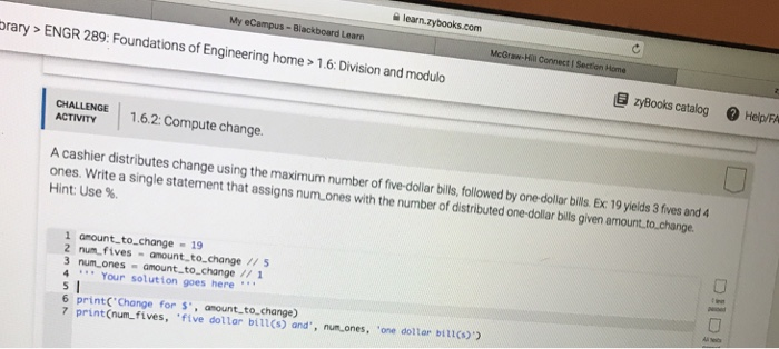 A cashier distributes change using the maximum number of five-dollar