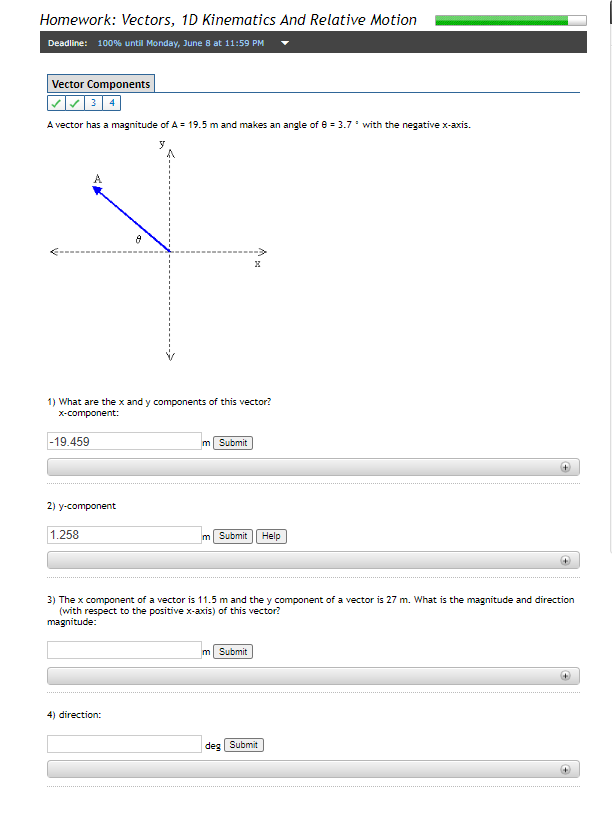 homework vectors and relativity