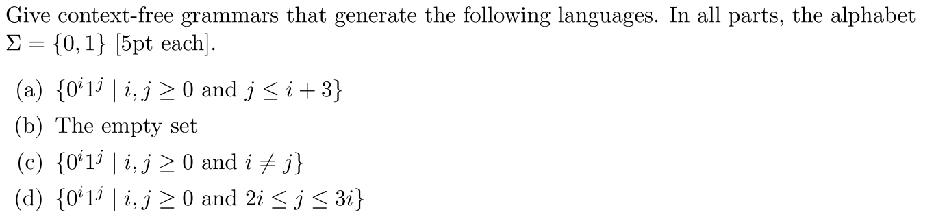 Solved Give Context-free Grammars That Generate The | Chegg.com