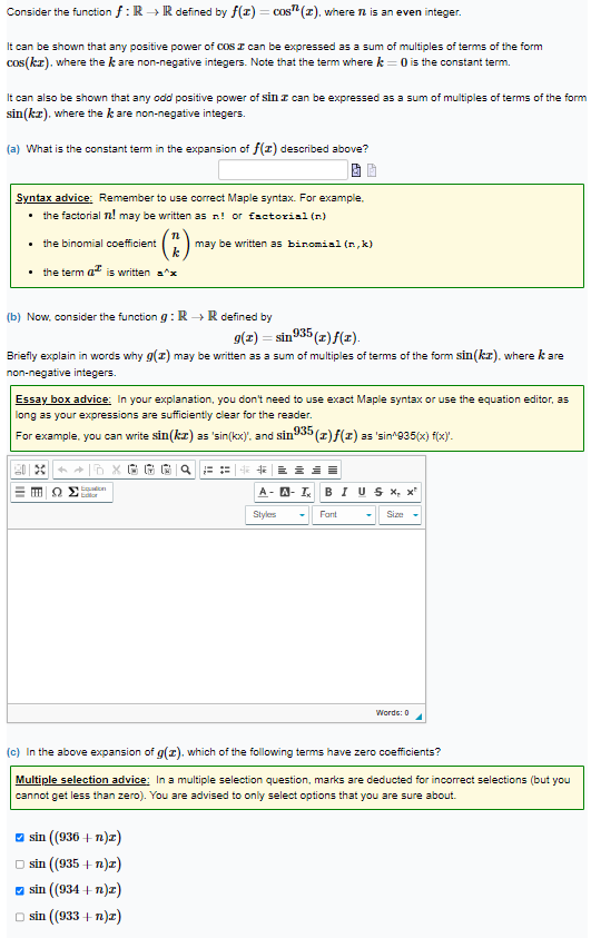 Solved Consider The Function F R→r Defined By F X Cosn X