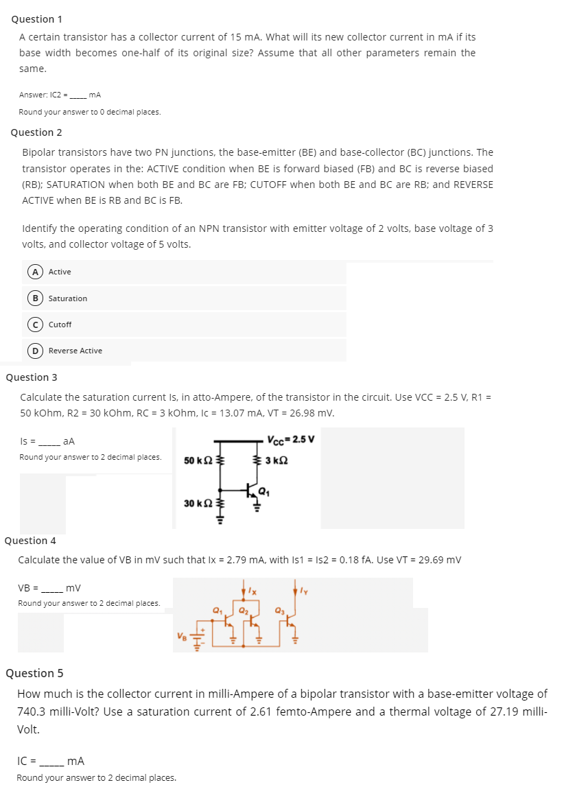 Solved Question 1 A certain transistor has a collector | Chegg.com