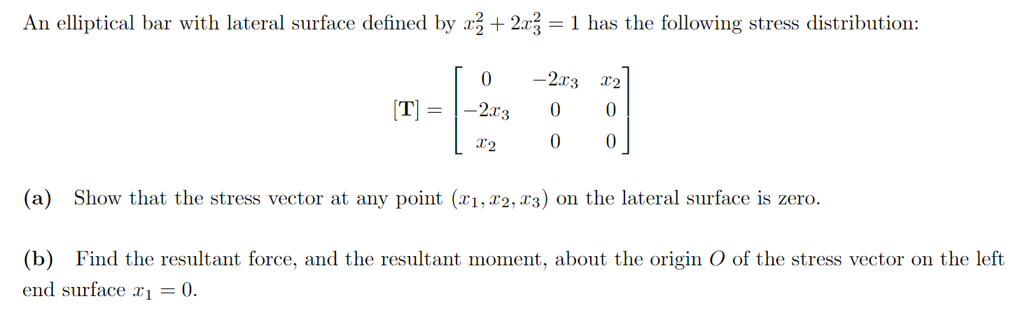 Solved An elliptical bar with lateral surface defined by | Chegg.com