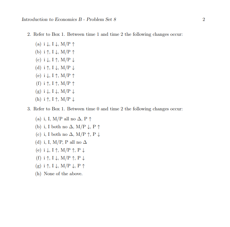 Solved Introduction To Economics B - Problem Set 8 1 Box 1 | Chegg.com