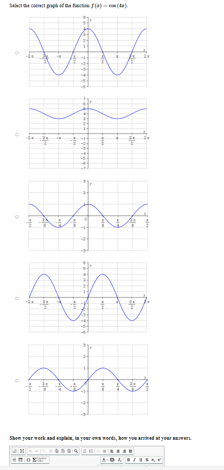 Solved Graph two full periods of the function f () = cos(4x) | Chegg.com