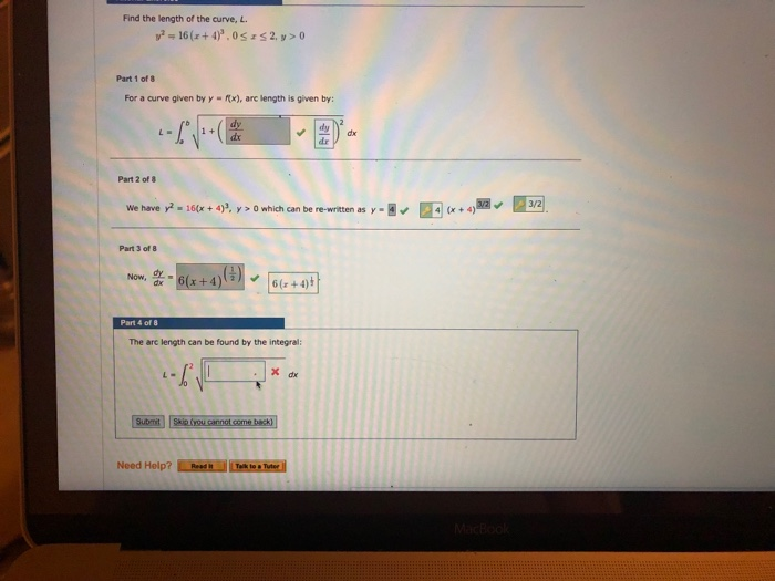 Solved Find the length of the curve, L. Part 1 of 8 For a | Chegg.com