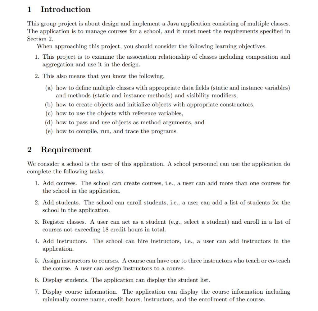 1 Introduction This group project is about design and | Chegg.com