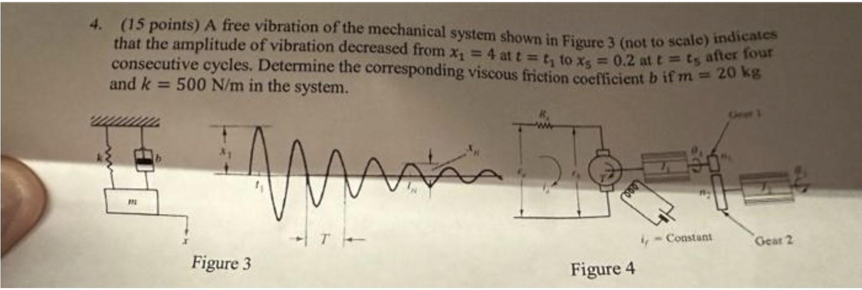 Solved 4. (15 Points) A Free Vibration Of The Mechanical | Chegg.com