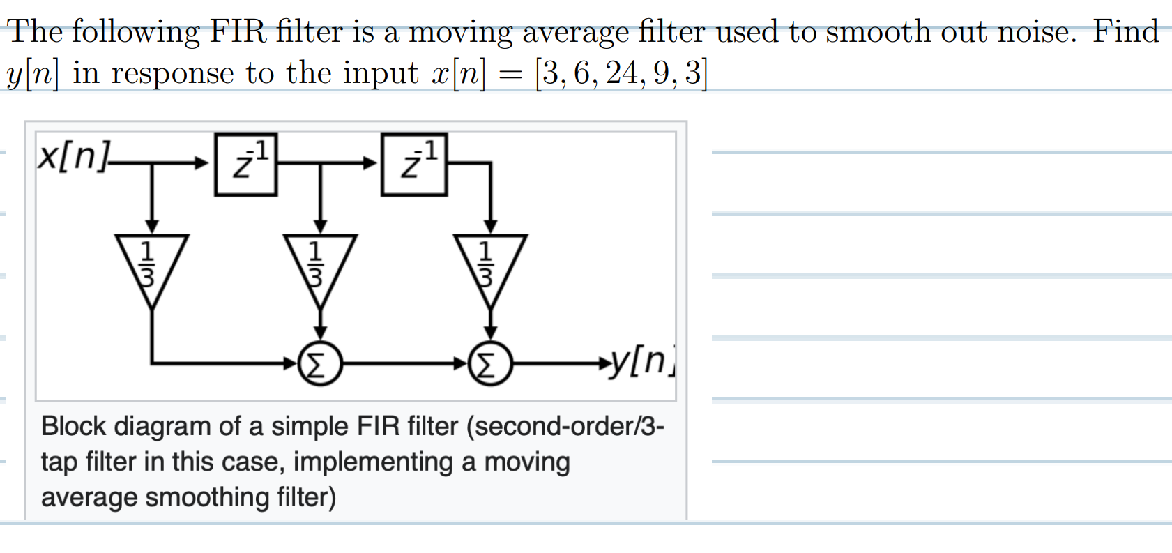 Solved he following FIR filter is a moving average filter | Chegg.com