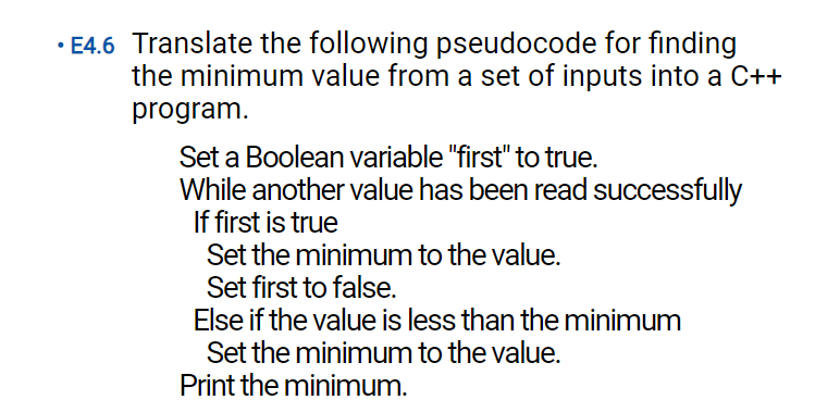Solved • E4.6 Translate the following pseudocode for finding | Chegg.com