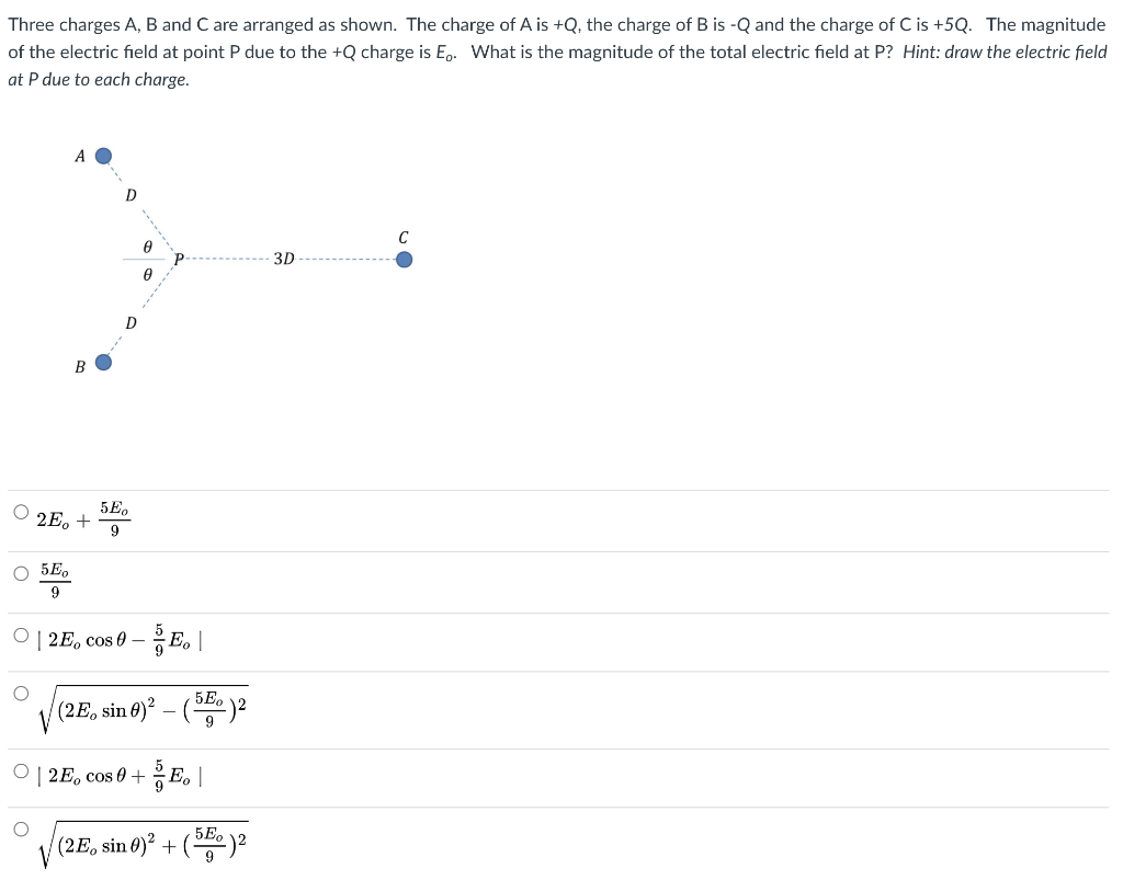 Solved The magnitude of the electric field at point P due to | Chegg.com