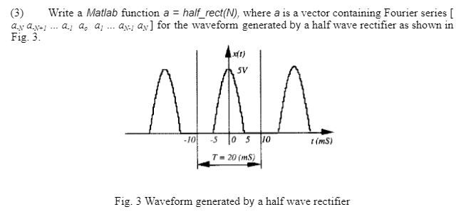 Solved (3) Write a Matlab function a = half_rect(N), where a | Chegg.com