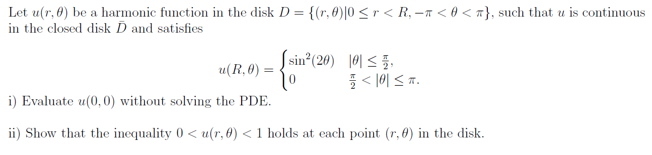 Let u(r,θ) be a harmonic function in the disk | Chegg.com