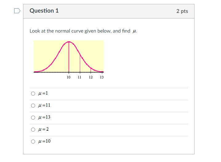 Solved Look at the normal curve given below, and find μ. μ=1 | Chegg.com
