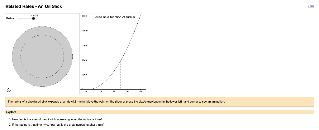 Solved Related Rates - An Oil Slick F ⋯r=35 The radius of a | Chegg.com