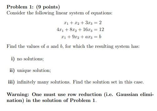 Solved Problem 1: (9 points) Consider the following linear | Chegg.com