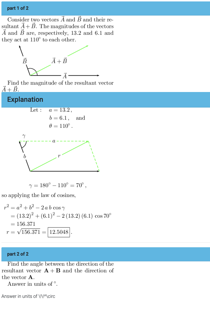 Solved Consider Two Vectors A And B And Their Resultant A+B. | Chegg.com