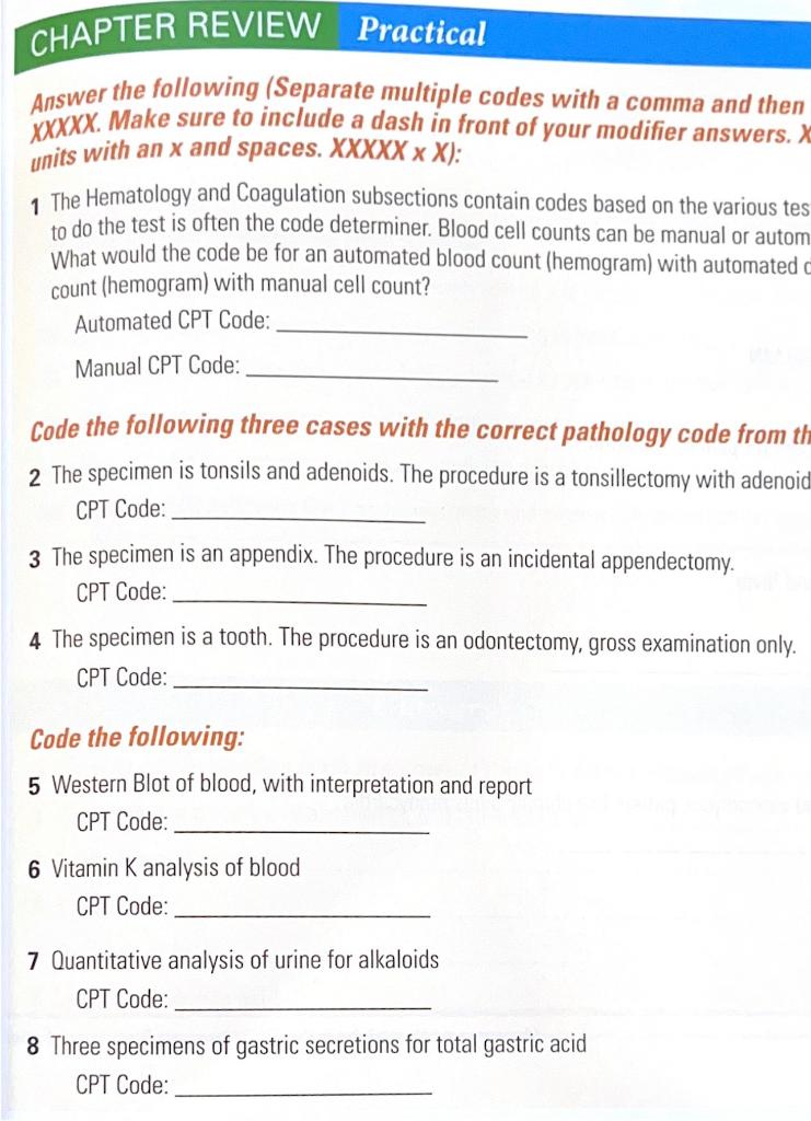 Solved CHAPTER REVIEW Practical Answer the following | Chegg.com