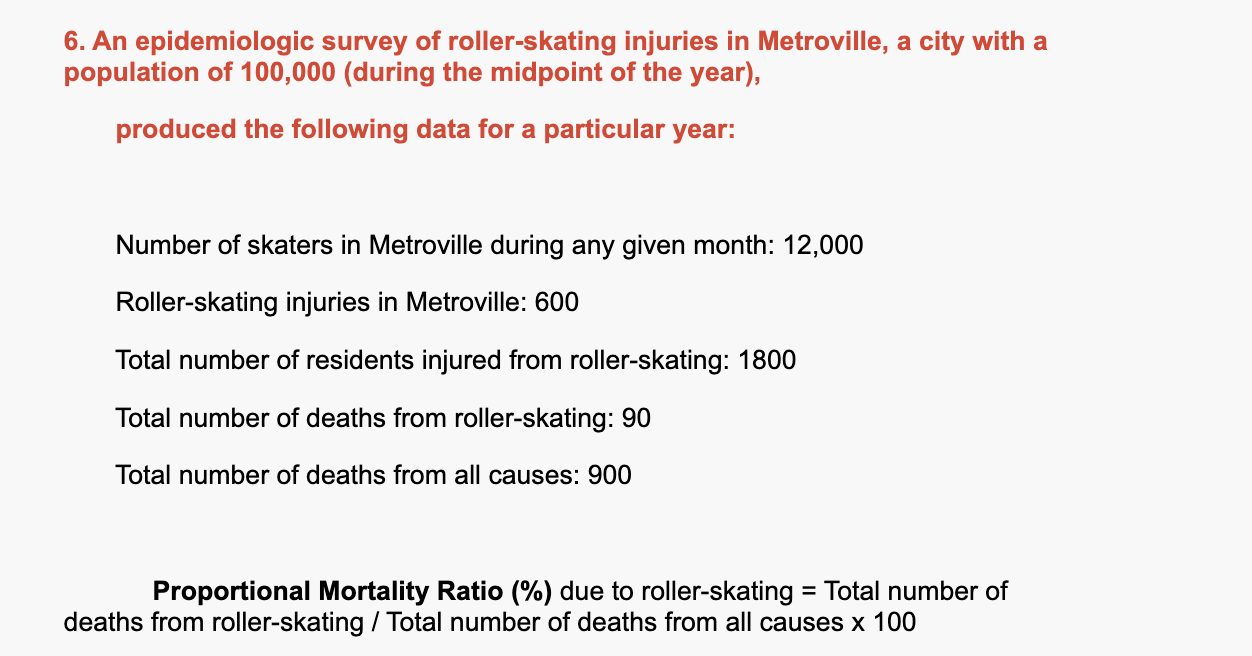 Solved 6. An epidemiologic survey of rollerskating injuries