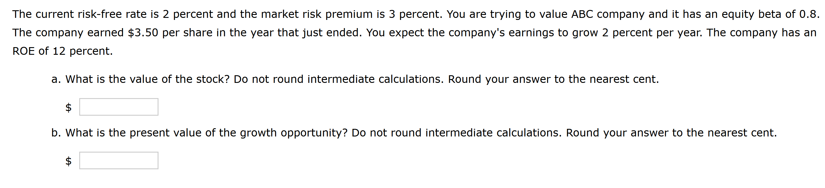 Solved the current risk free rate is 2 percent and the chegg