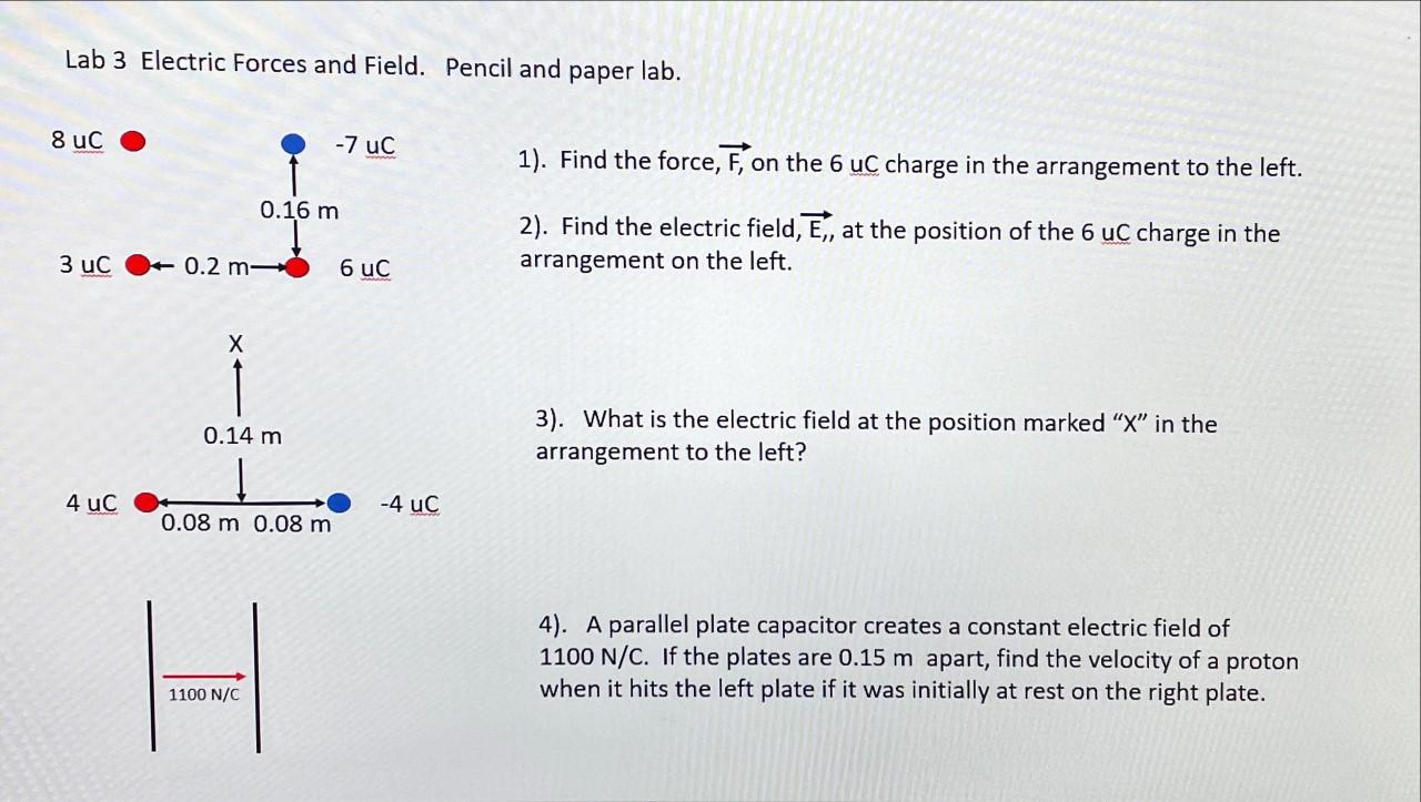 Solved Lab 3 Electric Forces and Field. Pencil and paper | Chegg.com