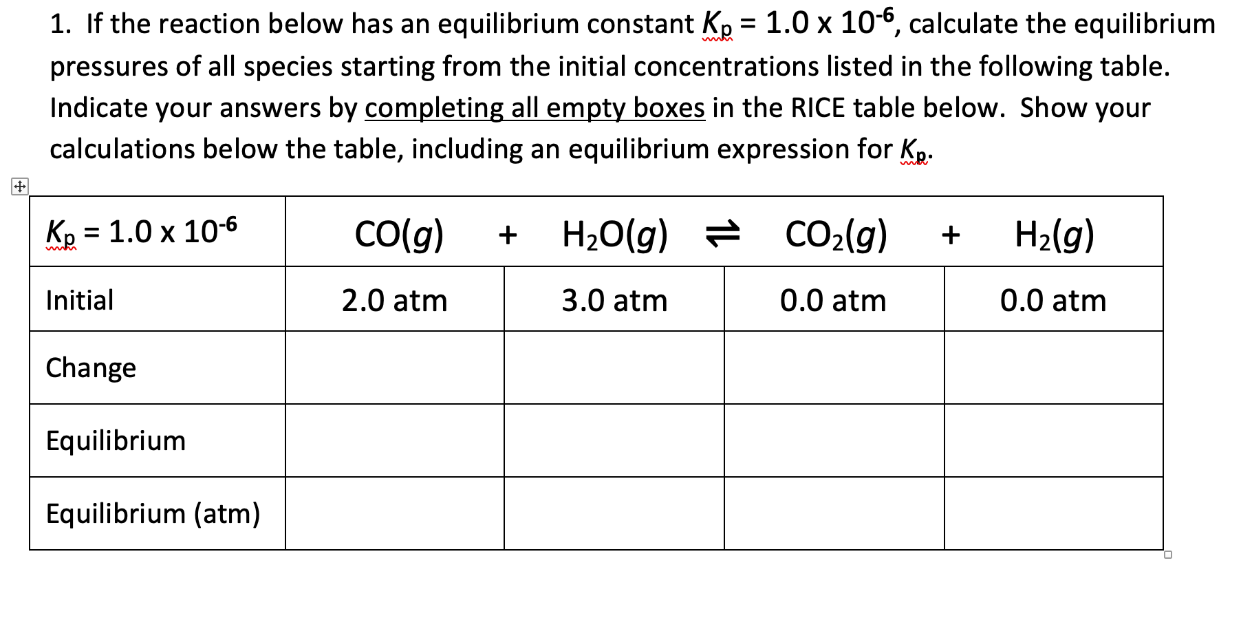 Solved 1. If the reaction below has an equilibrium constant | Chegg.com