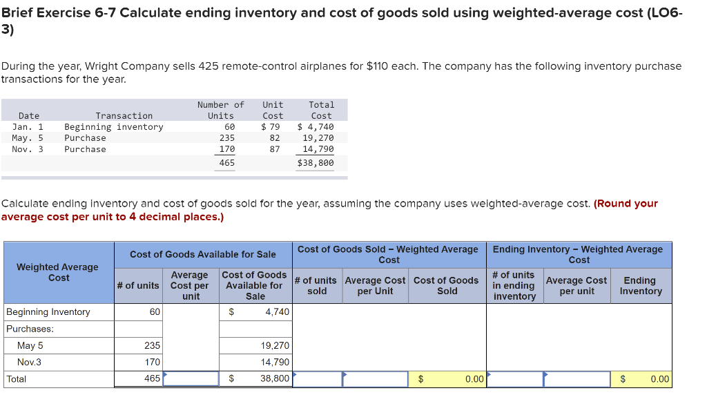 Solved Brief Exercise 67 Calculate ending inventory and