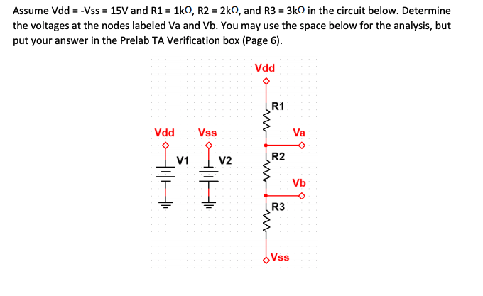 Solved Assume Vdd Vss 15v And R1 1k2 R2 2k12 A Chegg Com