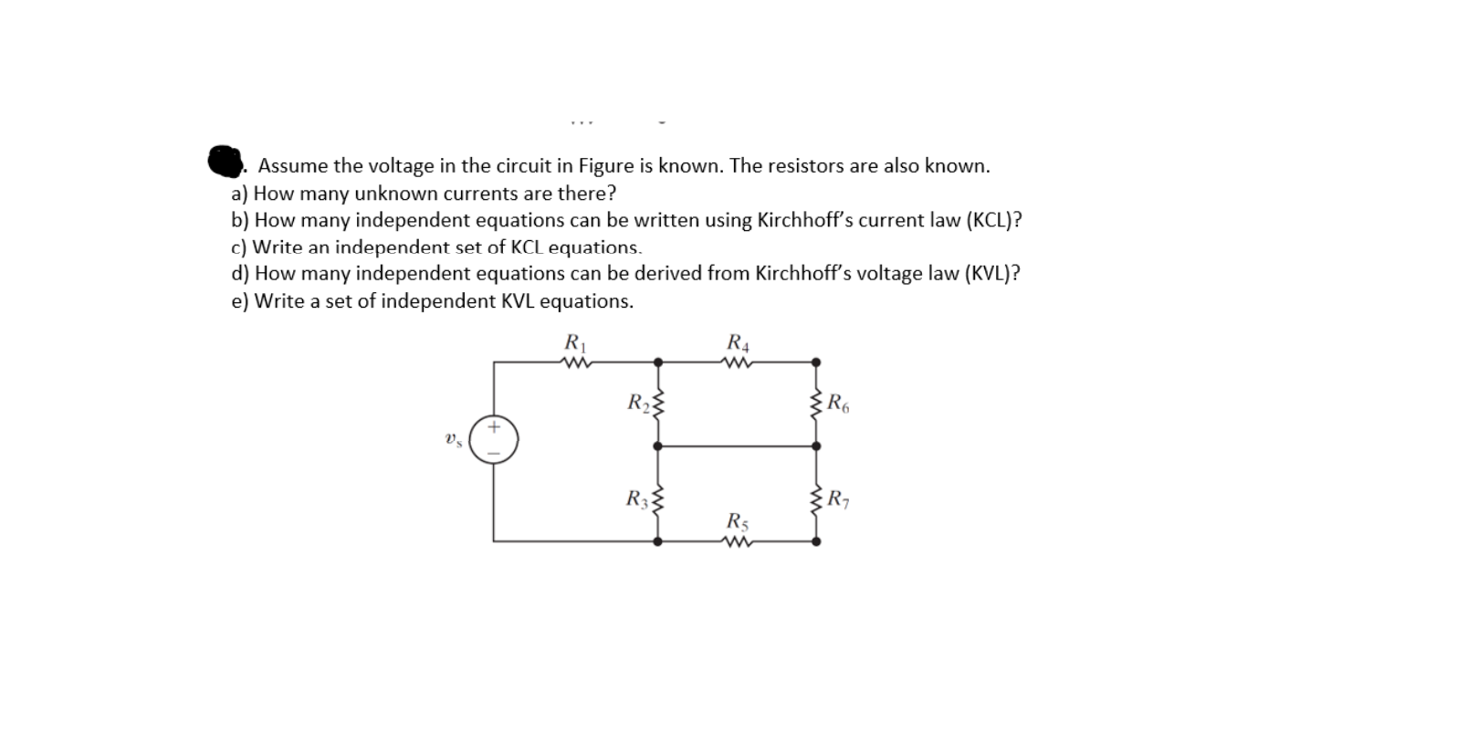 Solved Assume The Voltage In The Circuit In Figure Is Known. | Chegg.com