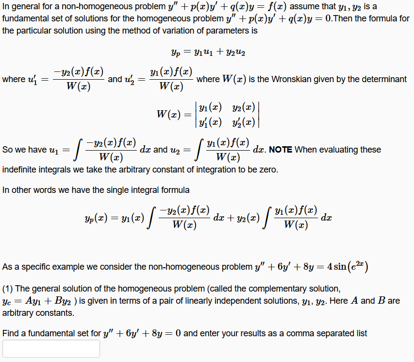 Solved In General For A Non Homogeneous Problem Y P X Chegg Com