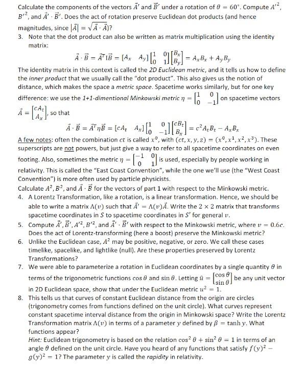 Part 8 - Minkowski Geometry 1. Consider vectors A = | Chegg.com